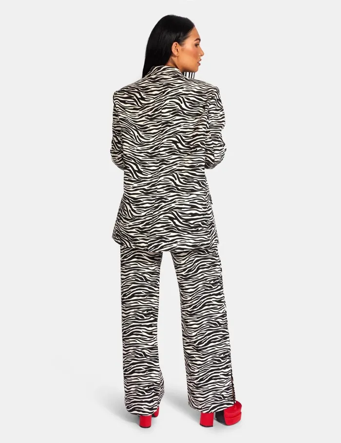 Women Oversized Relaxed Blazer Zebra Kaiia Monochrome Public Desire Two Piece Sets