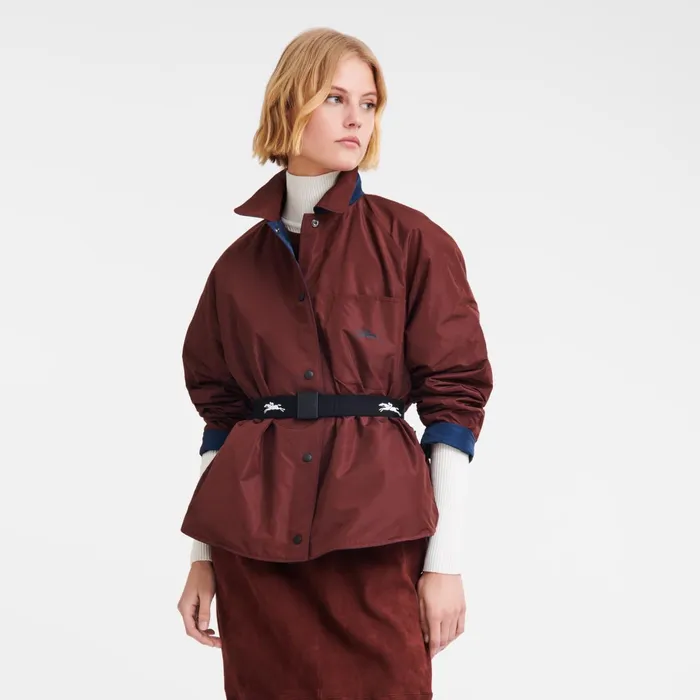 Women Padded Blouson NavyBurgundy Longchamp Coats and Jackets