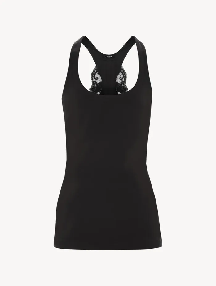 Women Pajamas La Perla Black Cotton Vest Top