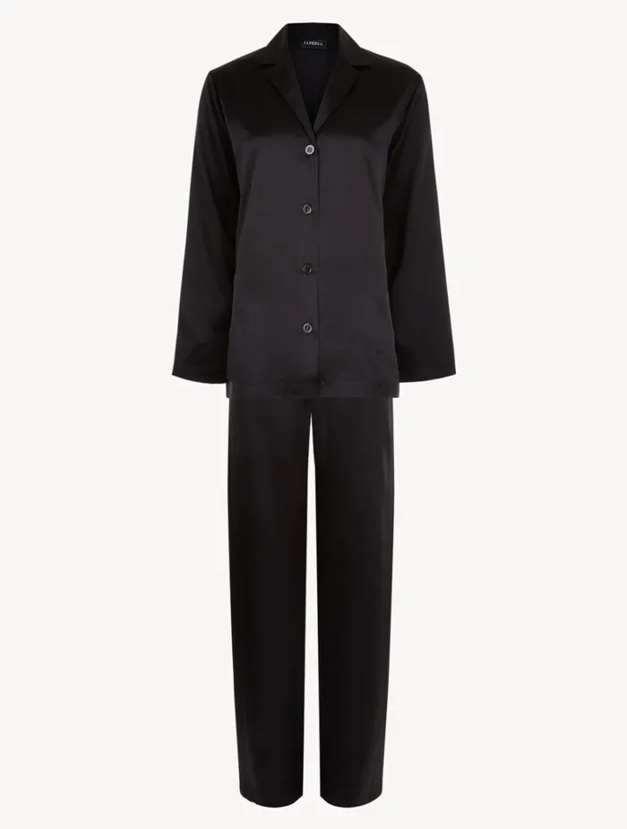 Women Pajamas La Perla Black Silk Pajama Set