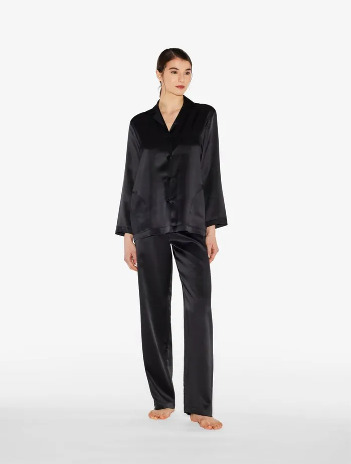Women Pajamas La Perla Black Silk Pajama Set