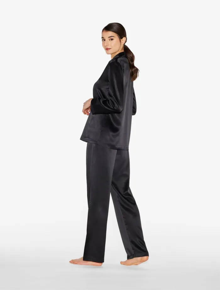 Women Pajamas La Perla Black Silk Pajama Set
