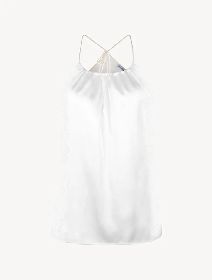 Women Pajamas La Perla Offwhite Silk Halterneck Camisole With Leavers Lace Trim Women Pajamas La Perla Offwhite Silk Halterneck Camisole With Leavers Lace Trim