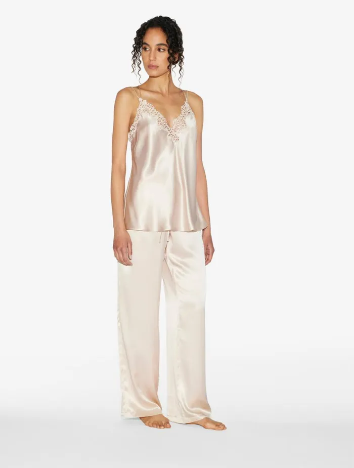 Women Pajamas La Perla Rose Beige Silk Trousers