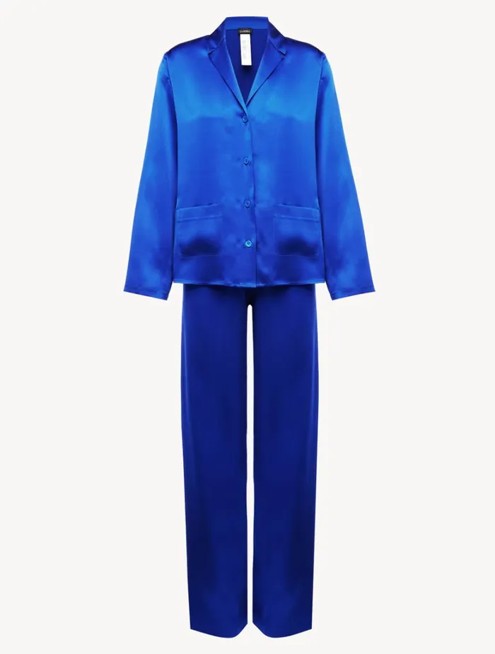 Women Pajamas La Perla Silk Pajama Set In Electric Blue