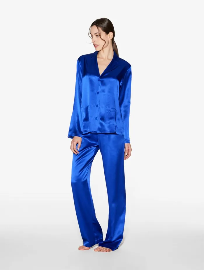 Women Pajamas La Perla Silk Pajama Set In Electric Blue