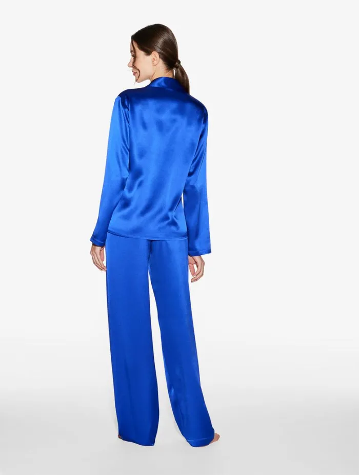 Women Pajamas La Perla Silk Pajama Set In Electric Blue