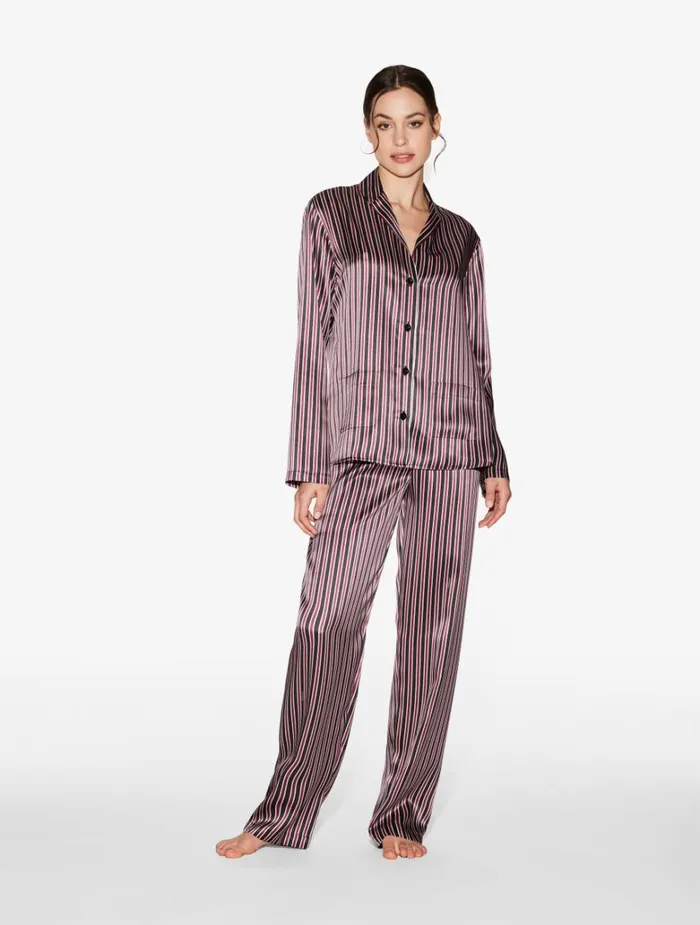 Women Pajamas La Perla Silk Striped Pajama Set