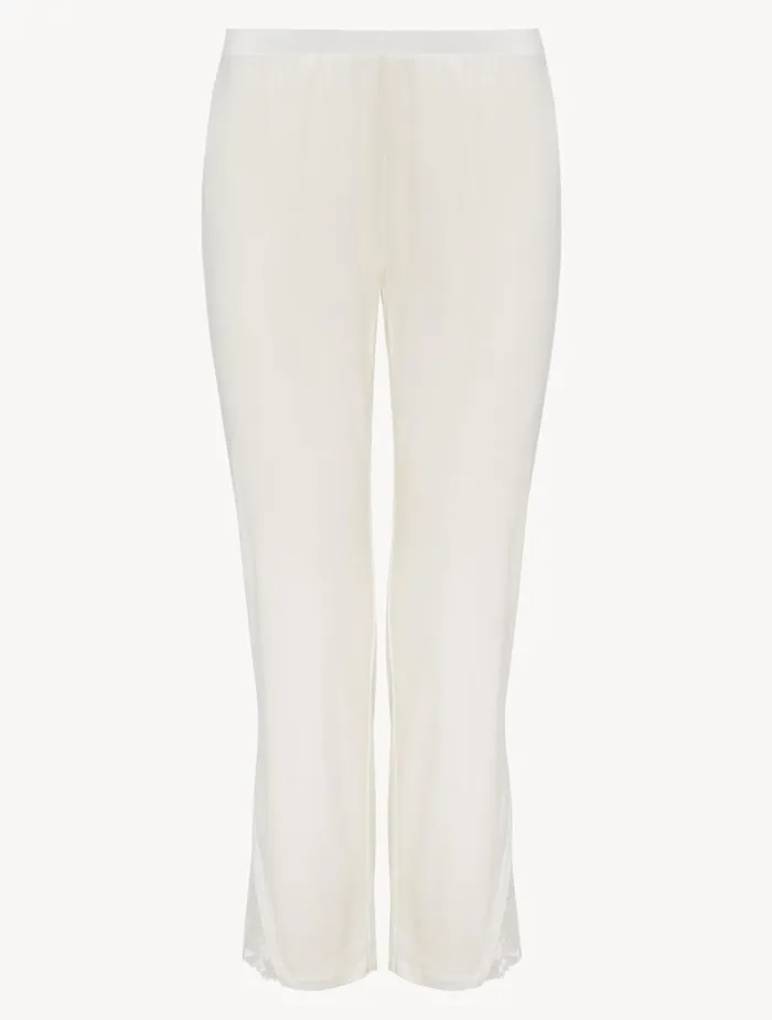 Women Pajamas La Perla Trousers In Offwhite Modal With Embroidered Tulle