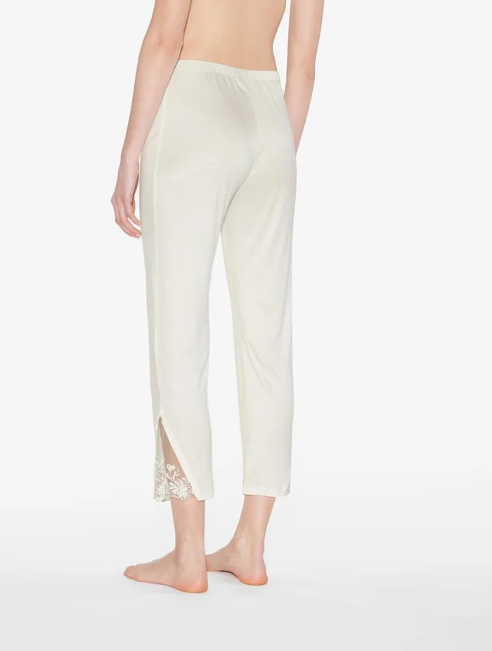 Women Pajamas La Perla Trousers In Offwhite Modal With Embroidered Tulle