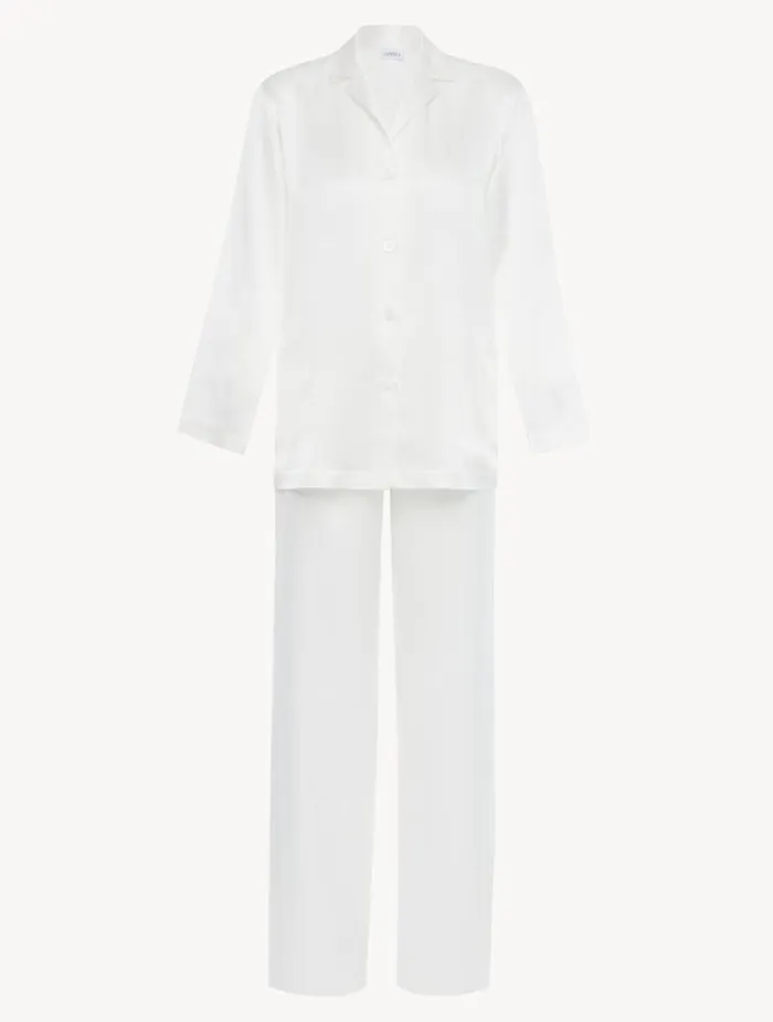 Women Pajamas La Perla White Silk Pajama Set