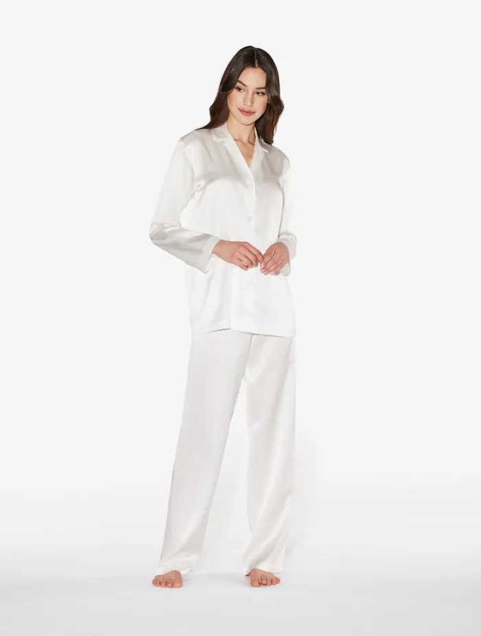 Women Pajamas La Perla White Silk Pajama Set