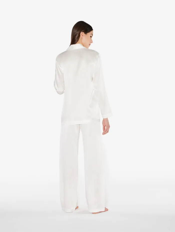 Women Pajamas La Perla White Silk Pajama Set