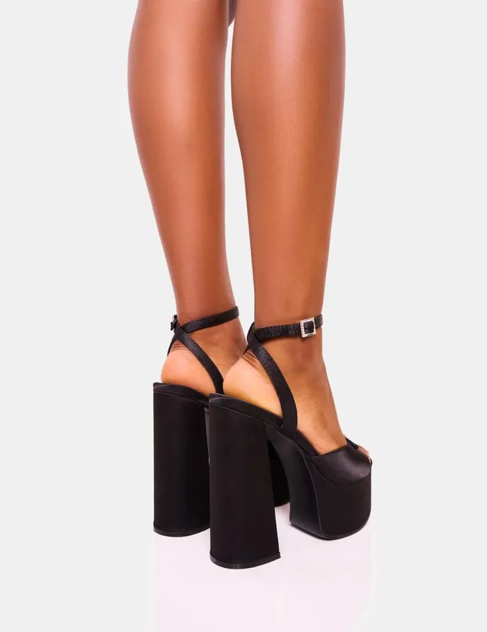 Women Pansie Black Satin Diamonte Platform Black Public Desire Platform Heels Women Pansie Black Satin Diamonte Platform Black Public Desire Platform Heels