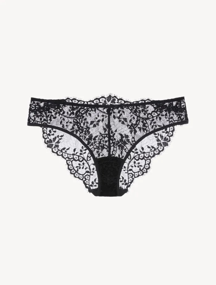 Women Panties La Perla Black Leavers Lace Medium Briefs