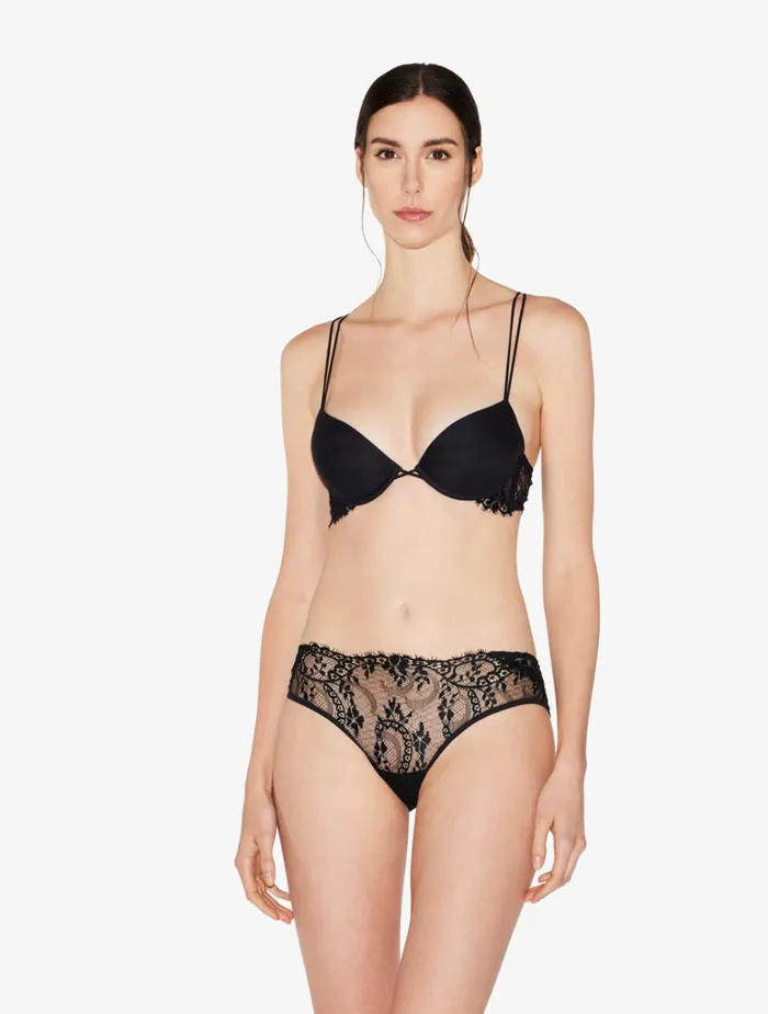 Women Panties La Perla Black Leavers Lace Medium Briefs