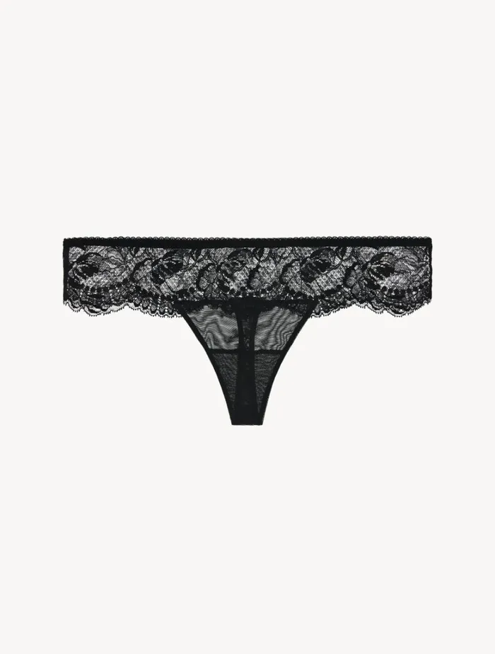 Women Panties La Perla Black Stretch Leavers Lace Thong