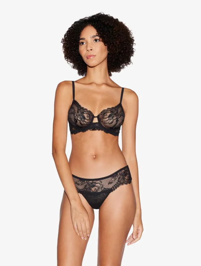 Women Panties La Perla Black Stretch Leavers Lace Thong