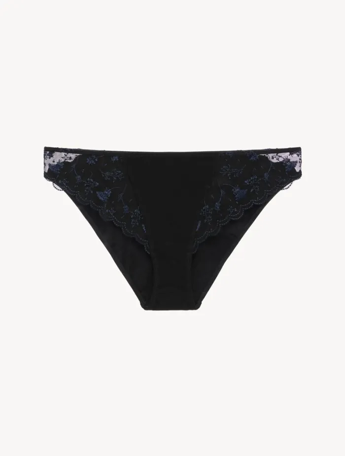 Women Panties La Perla Briefs In Onyx With Embroidered Tulle