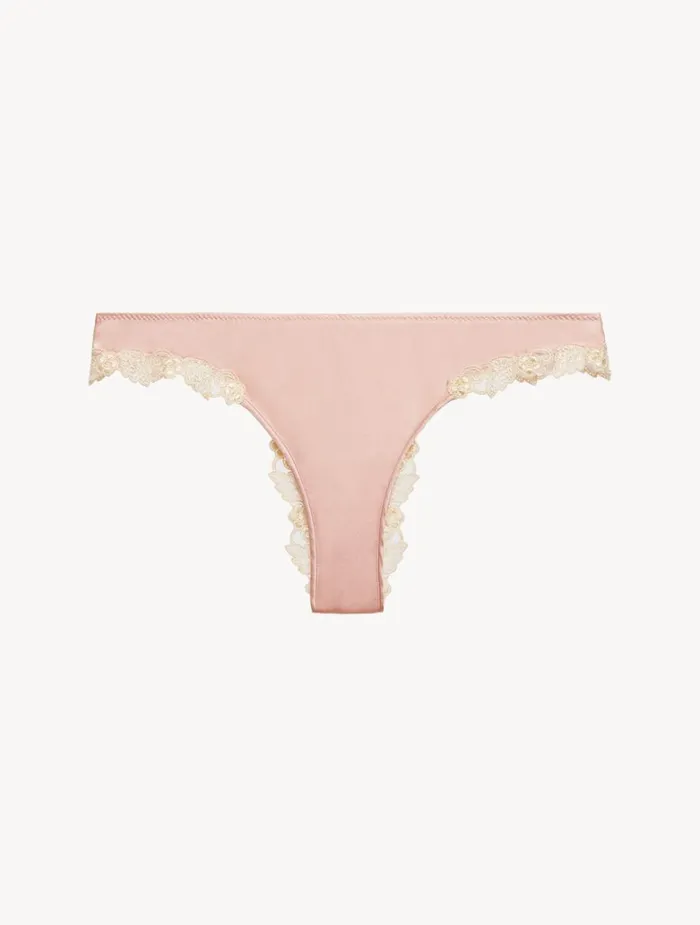 Women Panties La Perla Pink Silk Brazilian Briefs With Ivory Frastaglio