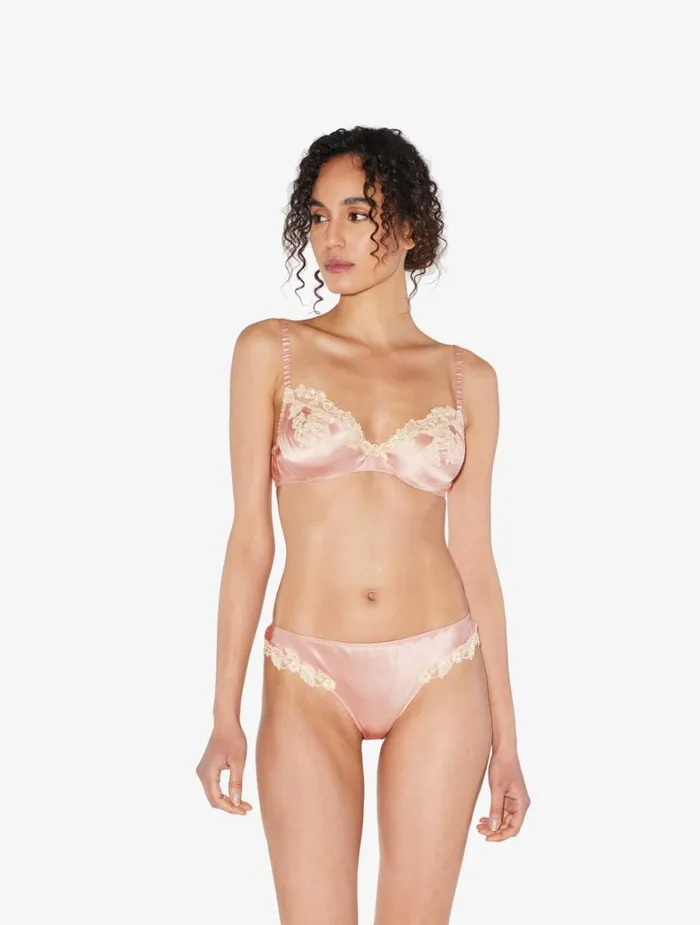 Women Panties La Perla Pink Silk Brazilian Briefs With Ivory Frastaglio