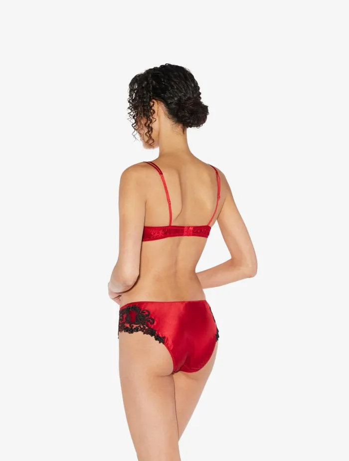 Women Panties La Perla Red Silk Medium Briefs With Frastaglio