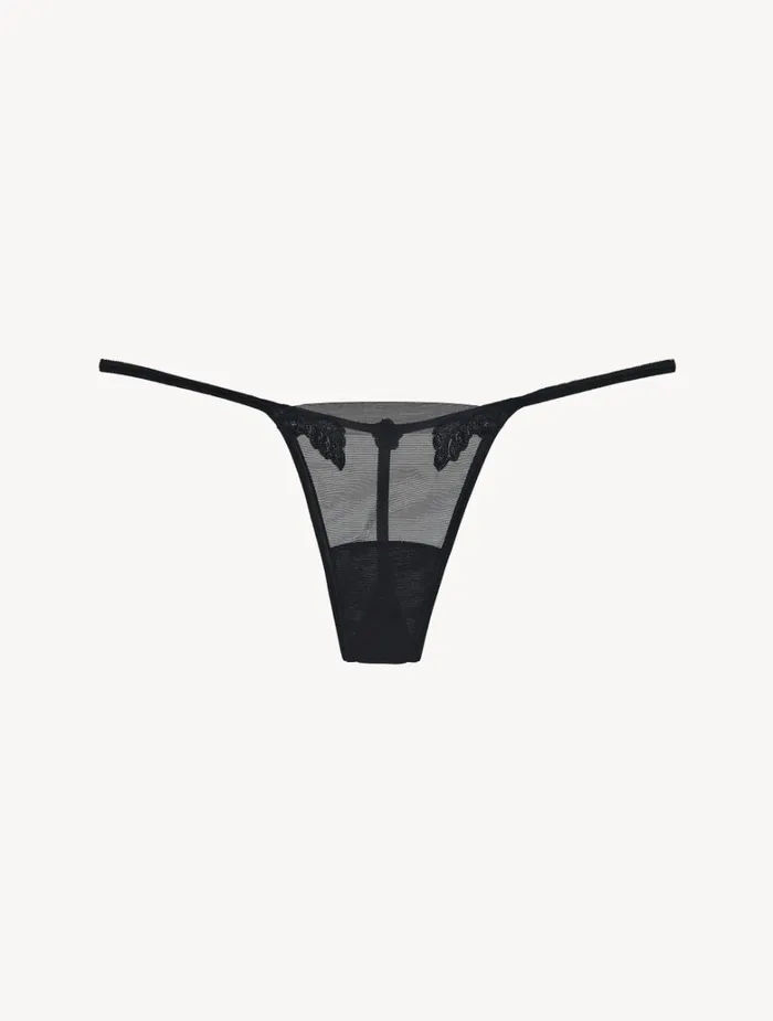 Women Panties La Perla Thong In Sheer Black Stretch Tulle