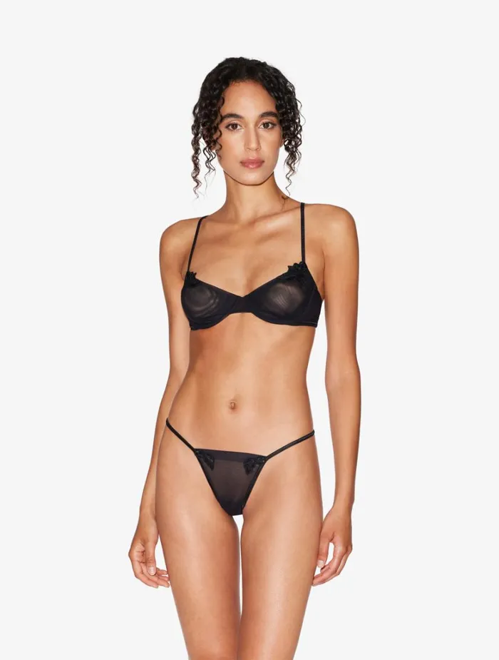 Women Panties La Perla Thong In Sheer Black Stretch Tulle