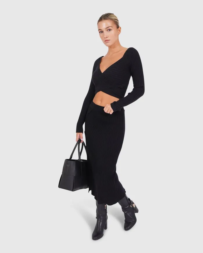Women Pants and Skirts Belle and Bloom All My Life Knit Midi Skirt 8211 Black