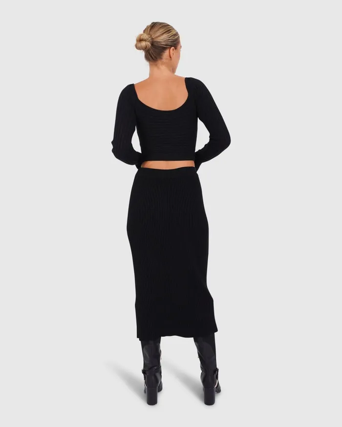 Women Pants and Skirts Belle and Bloom All My Life Knit Midi Skirt 8211 Black