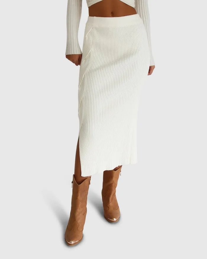 Women Pants and Skirts Belle and Bloom All My Life Knit Midi Skirt 8211 Cream