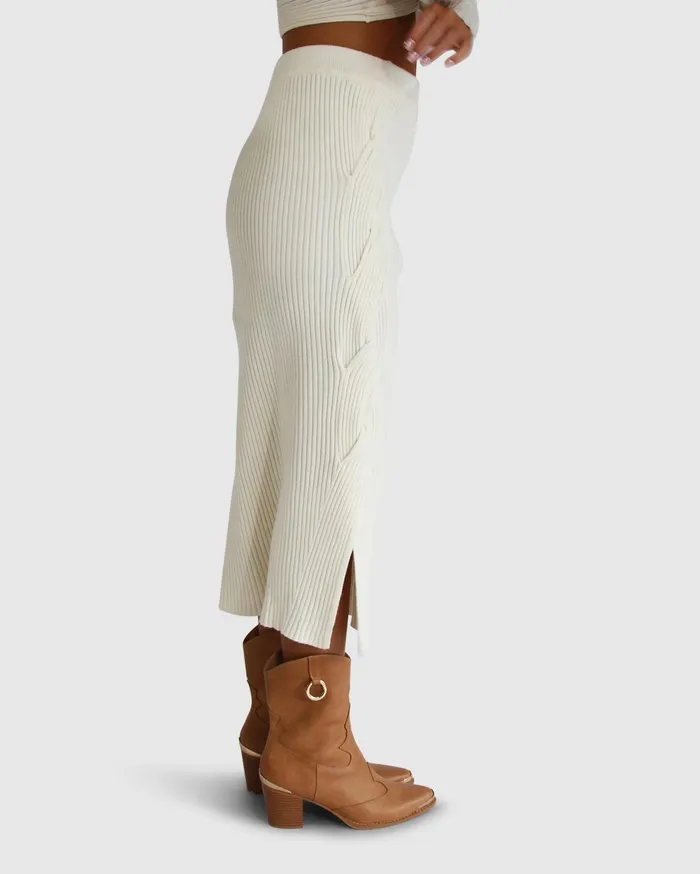 Women Pants and Skirts Belle and Bloom All My Life Knit Midi Skirt 8211 Cream