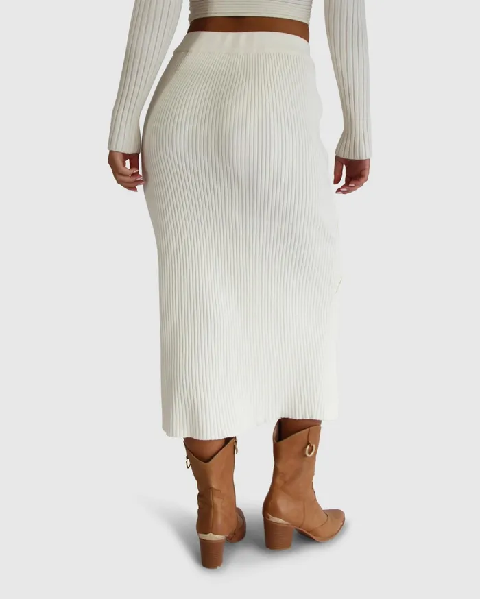 Women Pants and Skirts Belle and Bloom All My Life Knit Midi Skirt 8211 Cream