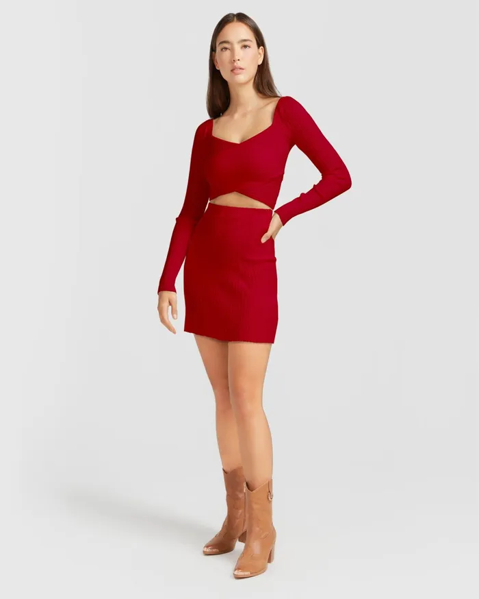 Women Pants and Skirts Belle and Bloom C039est Belle Knit Mini Skirt 8211 Red Women Pants and Skirts Belle and Bloom C039est Belle Knit Mini Skirt 8211 Red