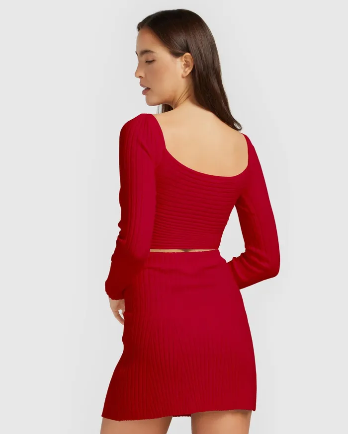 Women Pants and Skirts Belle and Bloom C039est Belle Knit Mini Skirt 8211 Red