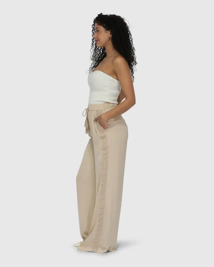 Women Pants and Skirts Belle and Bloom Everywhere All At Once Wide Leg Pant 8211 Latte