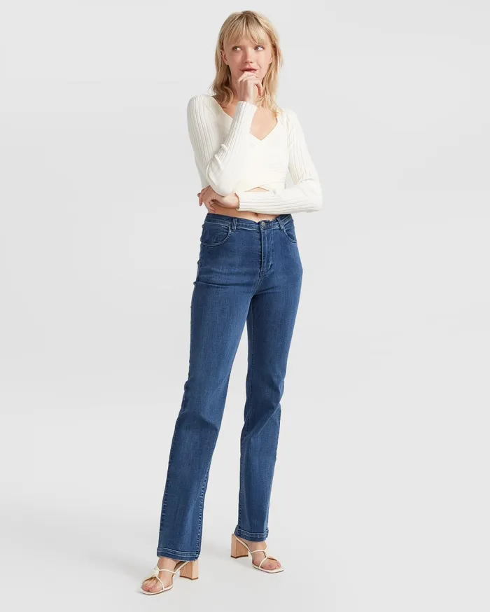 Women Pants and Skirts Belle and Bloom Impossible Highs Bootleg Jean 8211 Dark Wash