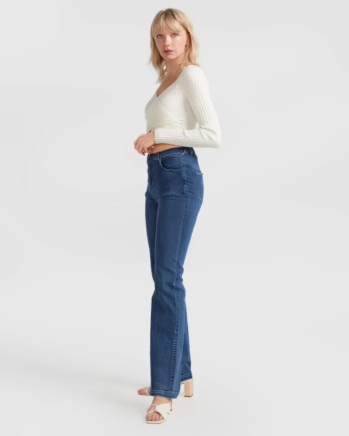 Women Pants and Skirts Belle and Bloom Impossible Highs Bootleg Jean 8211 Dark Wash