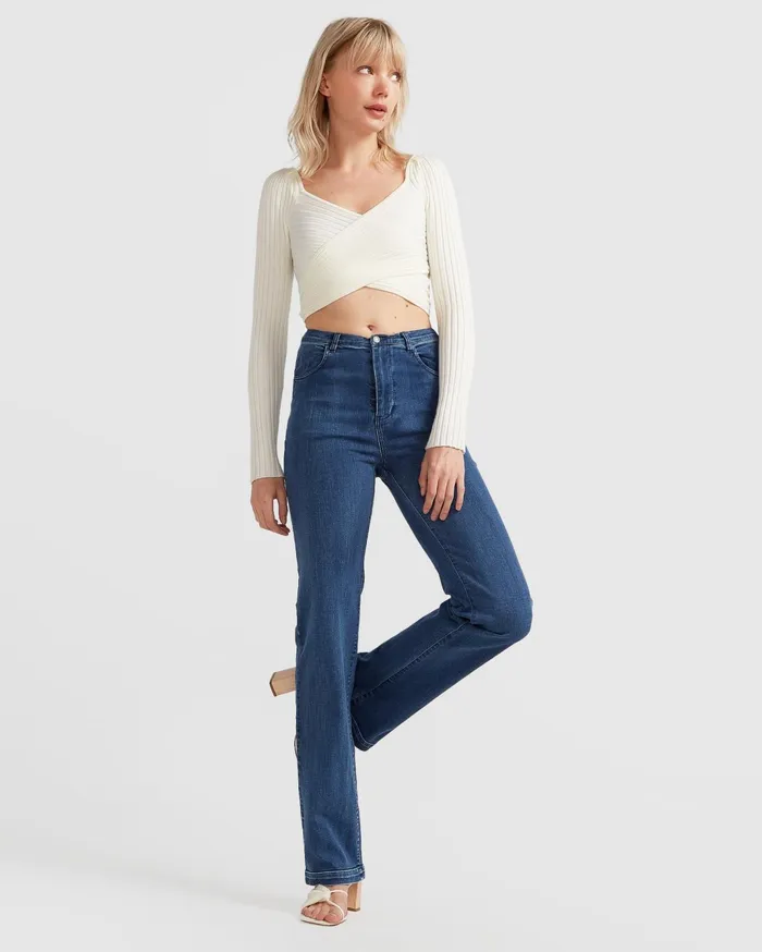 Women Pants and Skirts Belle and Bloom Impossible Highs Bootleg Jean 8211 Dark Wash