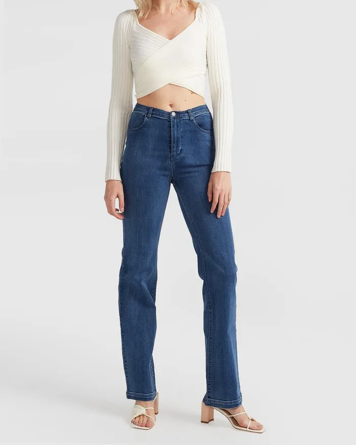 Women Pants and Skirts Belle and Bloom Impossible Highs Bootleg Jean 8211 Dark Wash