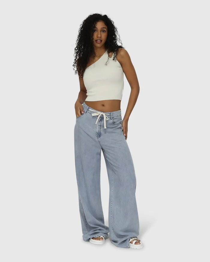Women Pants and Skirts Belle and Bloom Set On You Wide Leg Pant 8211 Stonewash