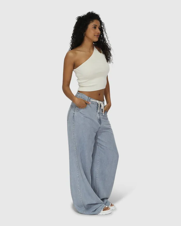 Women Pants and Skirts Belle and Bloom Set On You Wide Leg Pant 8211 Stonewash