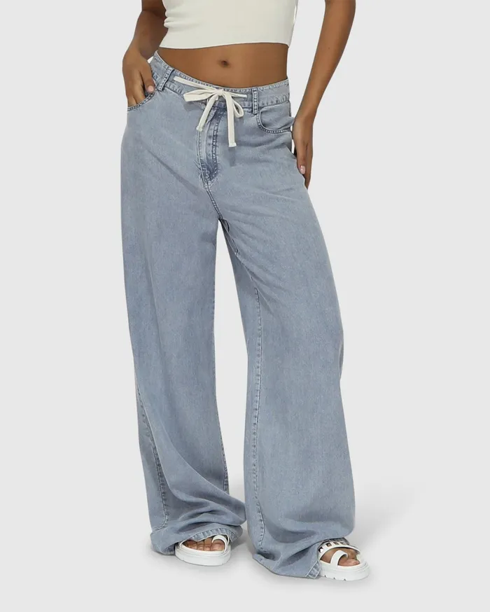Women Pants and Skirts Belle and Bloom Set On You Wide Leg Pant 8211 Stonewash