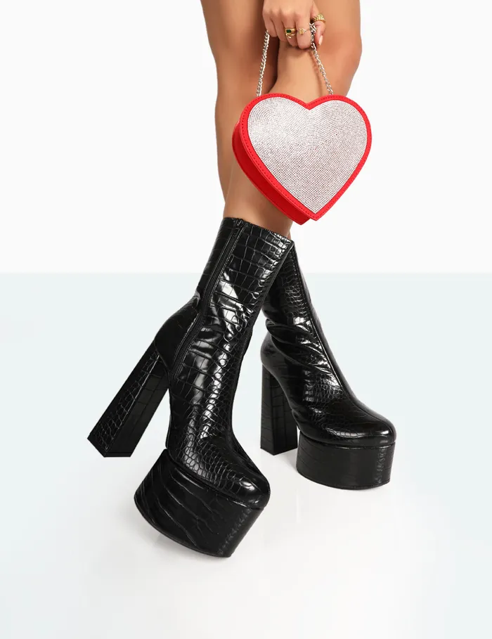 Women Parker Black Croc Patent Pu Platform Stiletto Ankle Boots Black Public Desire Ankle Boots Women Parker Black Croc Patent Pu Platform Stiletto Ankle Boots Black Public Desire Ankle Boots