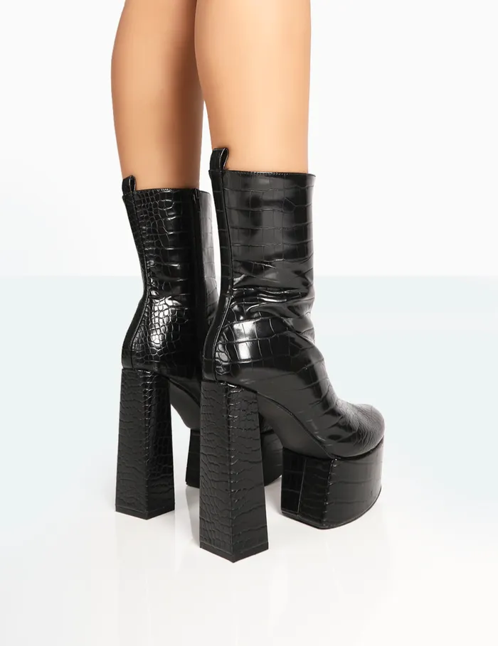 Women Parker Black Croc Patent Pu Platform Stiletto Ankle Boots Black Public Desire Ankle Boots Women Parker Black Croc Patent Pu Platform Stiletto Ankle Boots Black Public Desire Ankle Boots