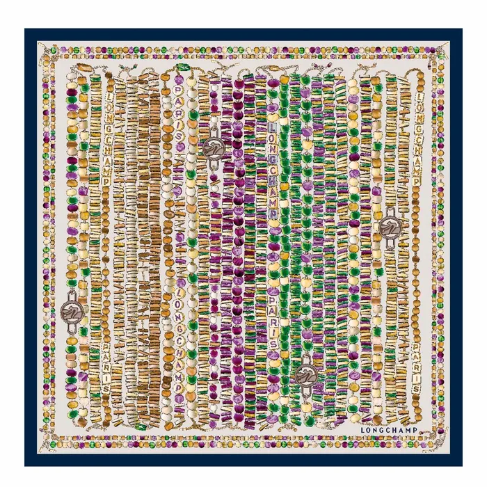 Women Pearl Necklace Silk Scarf 50 Navy Longchamp Silk Scarves