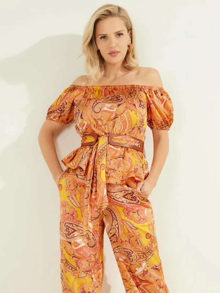 Women Penny Printed OfftheShoulder Top Cabo Paisley Marciano Tops And Sweaters Women Penny Printed OfftheShoulder Top Cabo Paisley Marciano Tops And Sweaters