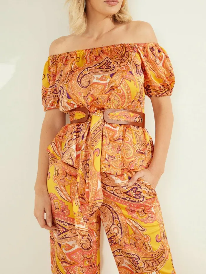 Women Penny Printed OfftheShoulder Top Cabo Paisley Marciano Tops And Sweaters Women Penny Printed OfftheShoulder Top Cabo Paisley Marciano Tops And Sweaters