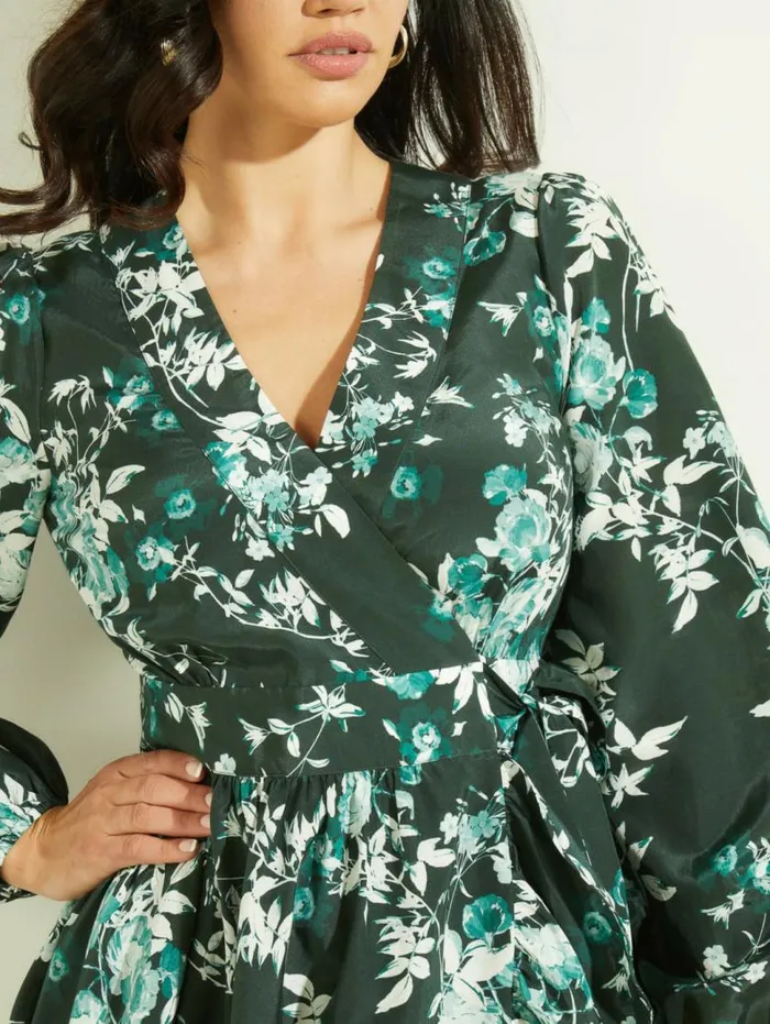 Women Petal Pose Wrap Dress Petal Pose Chenille Green Marciano Dresses Women Petal Pose Wrap Dress Petal Pose Chenille Green Marciano Dresses