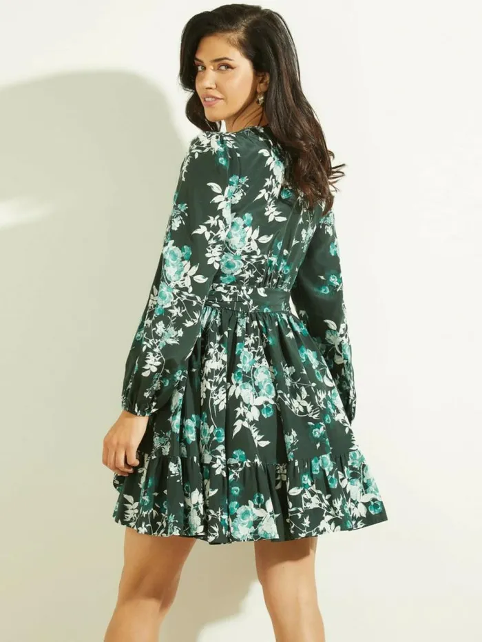 Women Petal Pose Wrap Dress Petal Pose Chenille Green Marciano Dresses Women Petal Pose Wrap Dress Petal Pose Chenille Green Marciano Dresses
